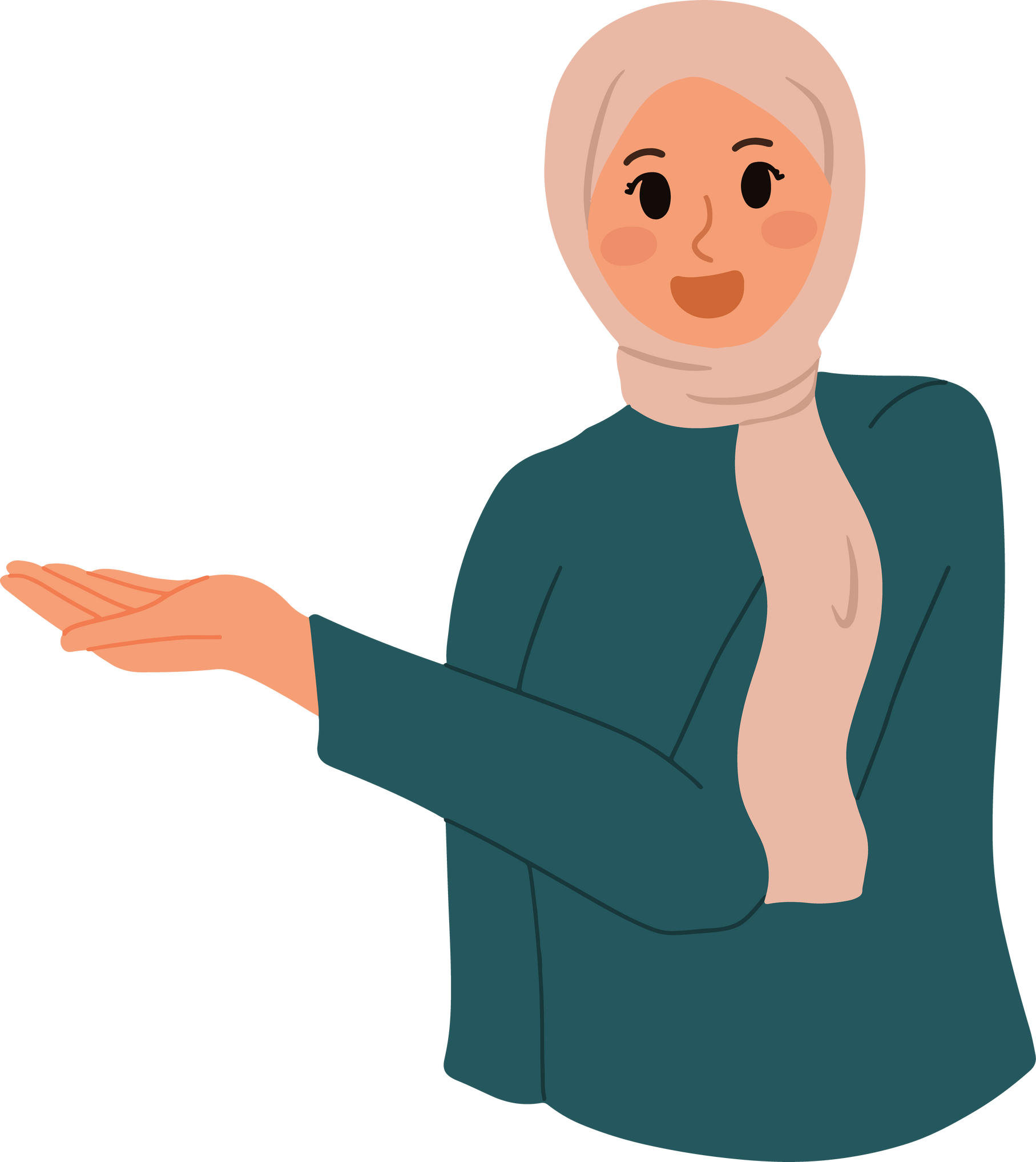 hijab woman present something